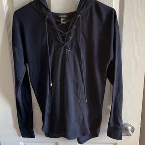 Forever 21 lace up hooded top